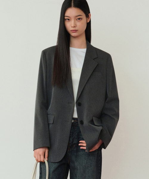 Women's Oversized Blazer [Medium Gray] preview