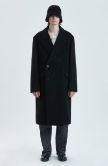 CUT-OFF DOUBLE BREASTED COAT black