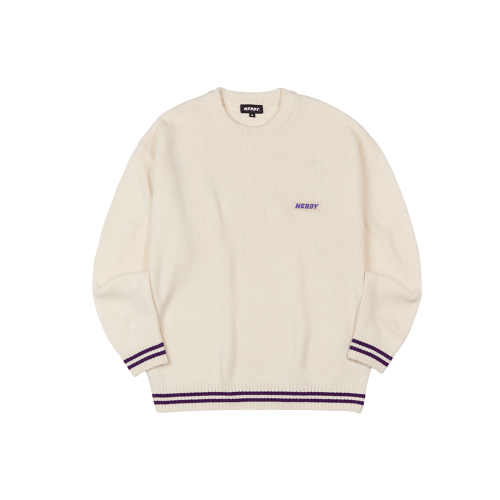 MUSINSA NERDY Logo Crewneck Sweater Cream