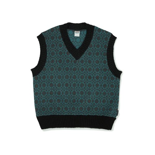 Жилет из шерстяного жаккарда KNT029m(GREEN)