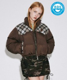 103 RDS Western Cropped Puffer Down Brown/Brown Plaid