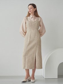 Tweed Slip Dress - Biege