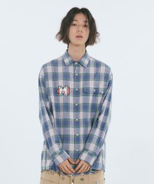 Artwork Print Check Shirts Blue