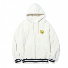 Rip Color Mix Smile Wappen Boucle Hoody Ivory