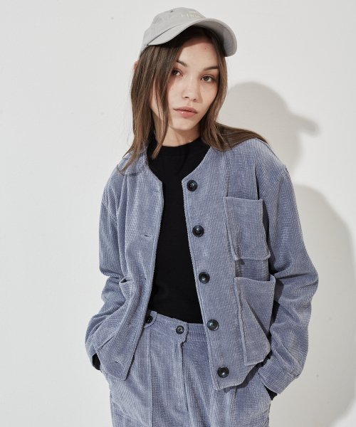 No Collar Corduroy пиджак Blue