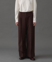 Linda Two-Tuck Wide Pants_Dark Brown