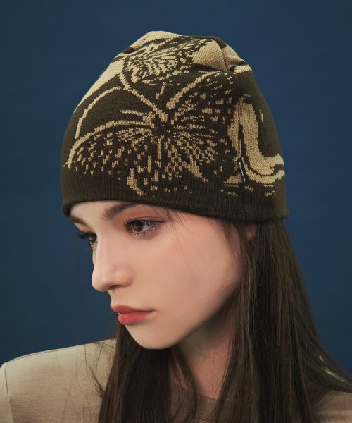 MUSINSA | NASTY FANCY CLUB [NF] DEPICT KNIT BEANIE (BROWN)_F21ZG300