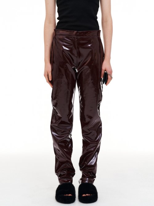 리(L.E.E.Y) Glossy Leather pants Burgundy