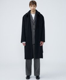 Handmade Belted Hood Coat - BLACK