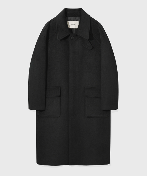 키뮤어(kiimuir) [Drape Wool] 캐시미어블렌드 세미오버핏 발마칸 코트_블랙