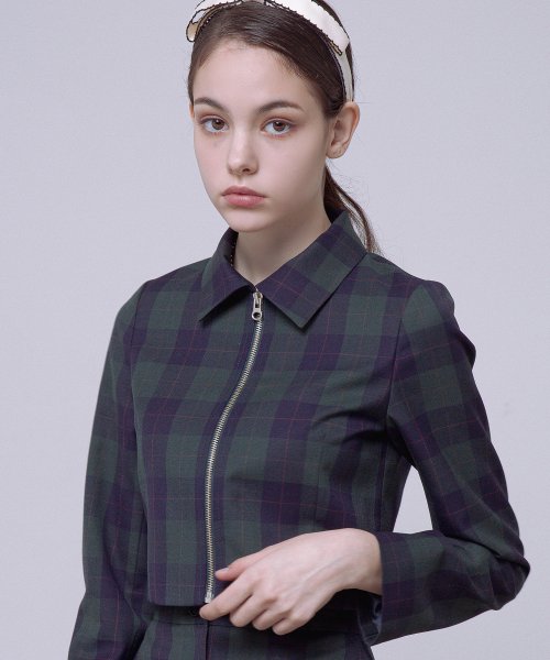 Клетчатый кроп-жакет (Green)