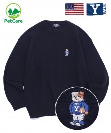 WOOL EMBROIDERY HANDSOME DAN KNIT CREWNECK NAVY