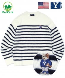 EMBROIDERY HANDSOME DAN BRUSHED KNIT CREWNECK WHITE