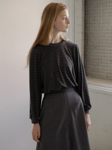 2.77 Shirring knit (Charcoal stripe)