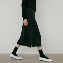 satin slit skirt (black)