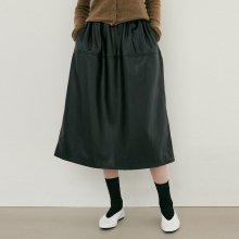 eco leather banding skirt (black)