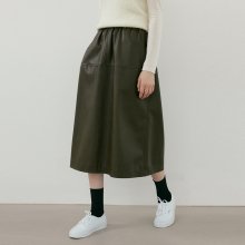 eco leather banding skirt (khaki)