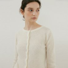 kid mohair ribbed cardigan (ivory)