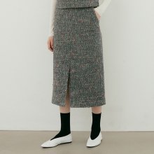 tweed midi skirt [Italian fabric] (grey)