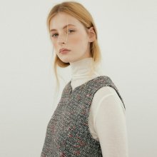 tweed cropped vest [Italian fabric] (grey)