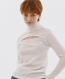 Cut-out Turtle Neck Knit [IVORY]