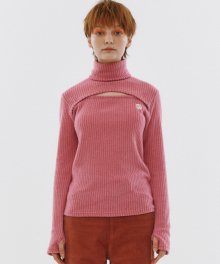 Cut-out Turtle Neck Knit [PINK]