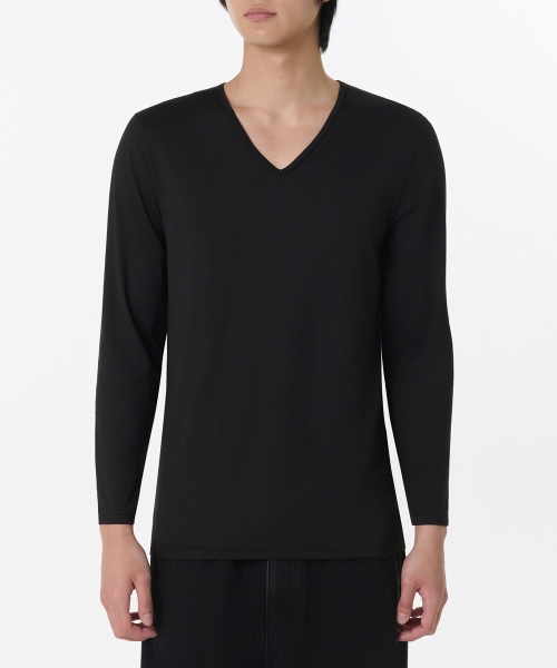 무신사 스탠다드(musinsastandard) [힛탠다드] 맨즈 브이 넥 티셔츠_이너 웨어 [블랙]