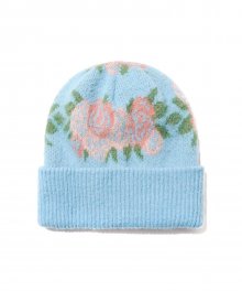 Flower Pattern Beanie_Ash Blue