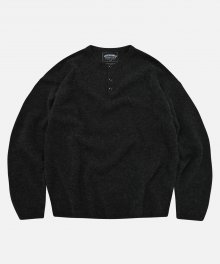 CASHMERE HENRY NECK KNIT _ BLACK