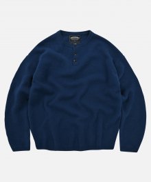 CASHMERE HENRY NECK KNIT _ MOROCCAN BLUE