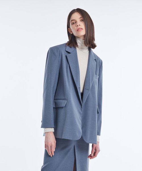 шерсть BASIC JACKET_DEEP BLUE