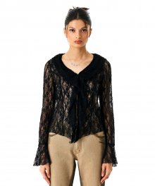 Venus Frill Cardigan Black