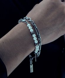 [써지컬스틸] JB009 Mix pearl unbalance chain bracelet