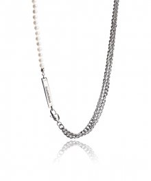 [써지컬스틸] JB018 Double Layered chain pearl necklace