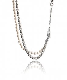 [써지컬스틸] JB020 Bold layered pearl chain necklace