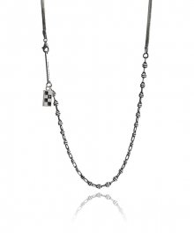 [Silver925] JB031 Checkerboard skull and snake chain necklace