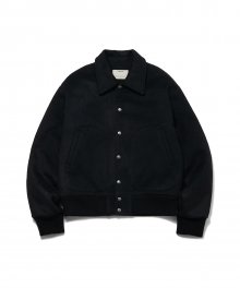 Knit Blended Wool Stadium Jacket Black