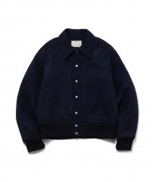 Knit Blended Wool Stadium Jacket Navy