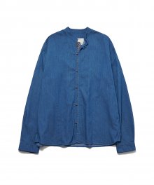 Loop Button Washed Shirts Middle Blue