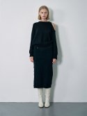 오이소엘(OESOEL) Button knit skirt - Black