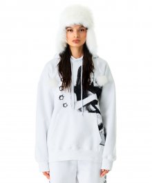 Gunshot Pigment-dyed Fleece Hoodie White