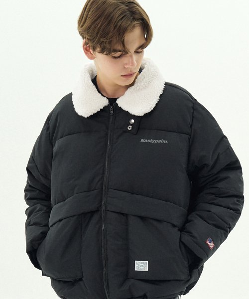 Короткий пуховик с меховым воротником Universal, Black
