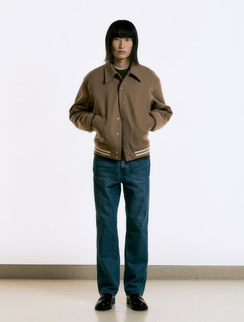 WOOL VARSITY JACKET [Beige]
