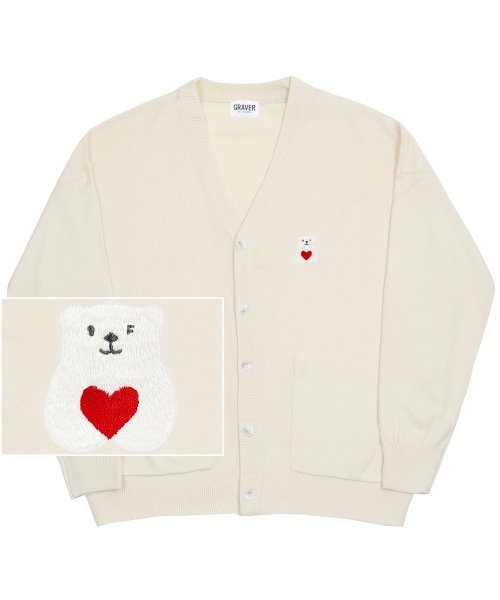 Унисекс кардиган с вышивкой Polar Bear, Cream