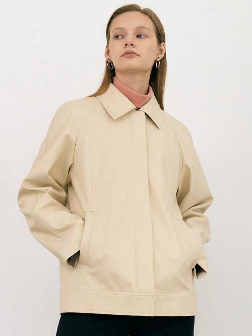 Куртка-блузон из веган-кожи 6A (Ivory)