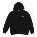 크루키드(KROOKED) EYES EMB Pullover Hooded Sweatshirt - BLACK/BLUE Embroidery 53123114D