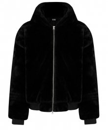 FUR HOODIE JACKET BLACK