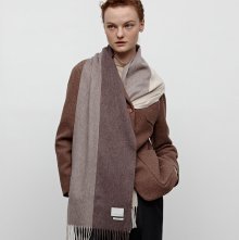 Woven Scarf Color block_BrownIvory