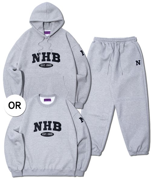 뉴해빗(NUHABIT) .NHB 아플리케 트레이닝 셋업_그레이 - 99,900 | 무신사 스토어