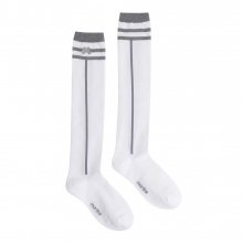 Line Point Knee Socks_White